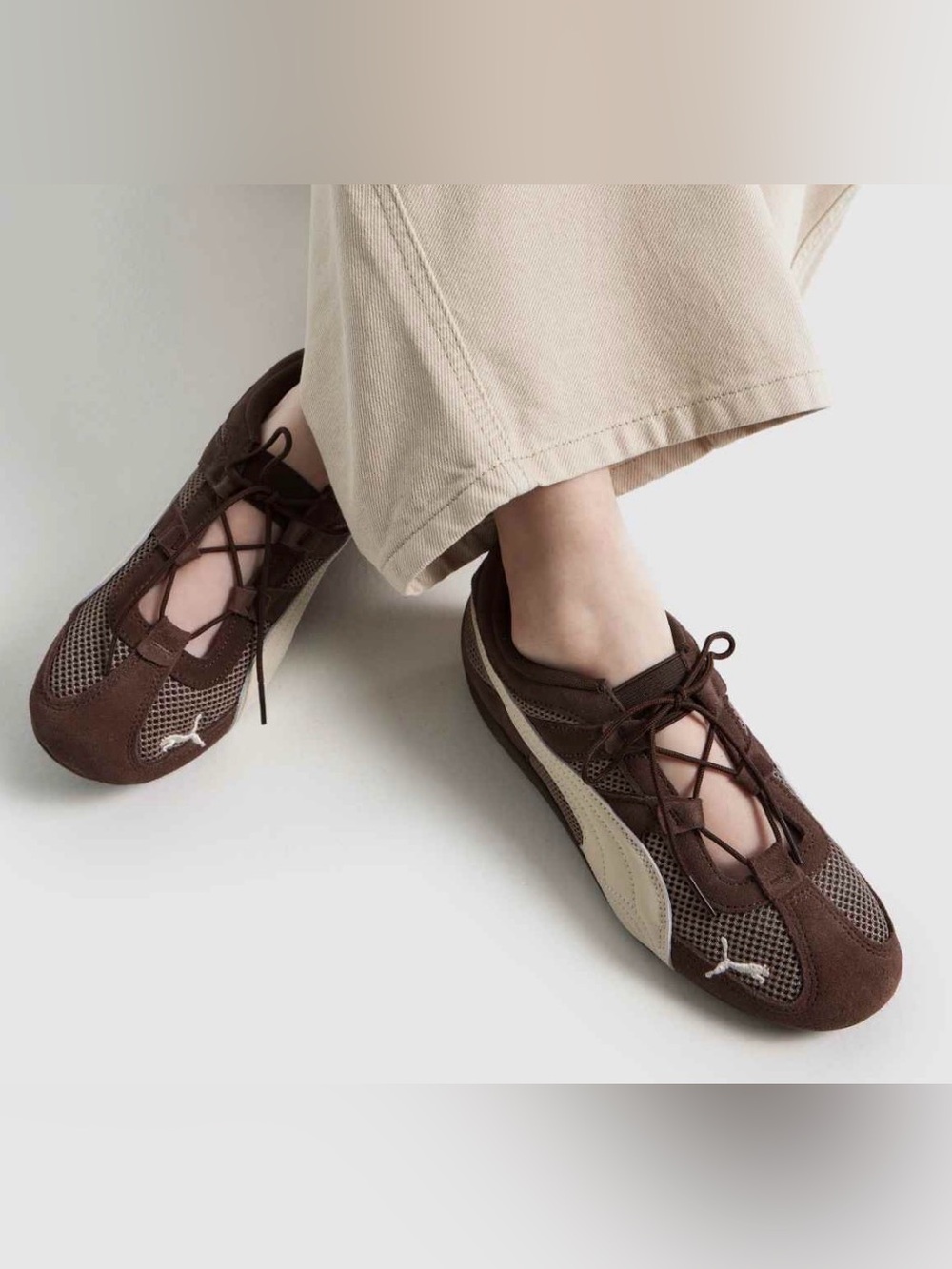 PUMA Women’s Speedcat Go Brown Lace-Up Mesh Sneakers